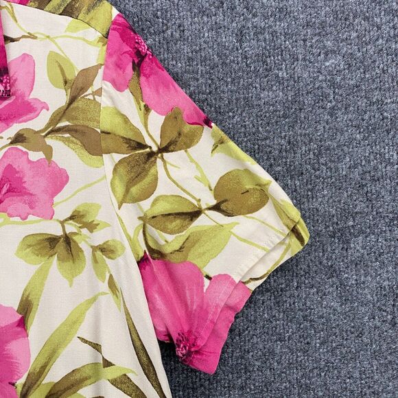 Jamaica Bay Shirt Womens L Silk Blend Floral Button Up Boxy Hawaiian Vacation - Picture 3 of 9